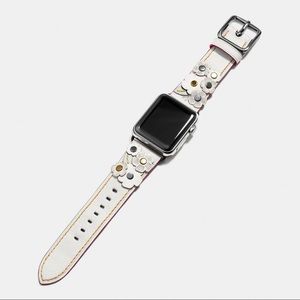 Coach Apple Watch Leather White Tea Rose Band/Strap